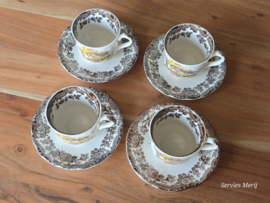 Engels Palissy Game Series set 4x koffie kop en schotel (afb. fazant - snip)