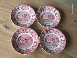 Engels rood Palissy Thames River Scenes set 4x Bordje 16,5 cm