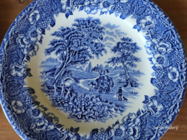 Engels blauw English Ironstone Tableware EIT set 6x gebaksbordje 17,5 cm (hooiwagen)