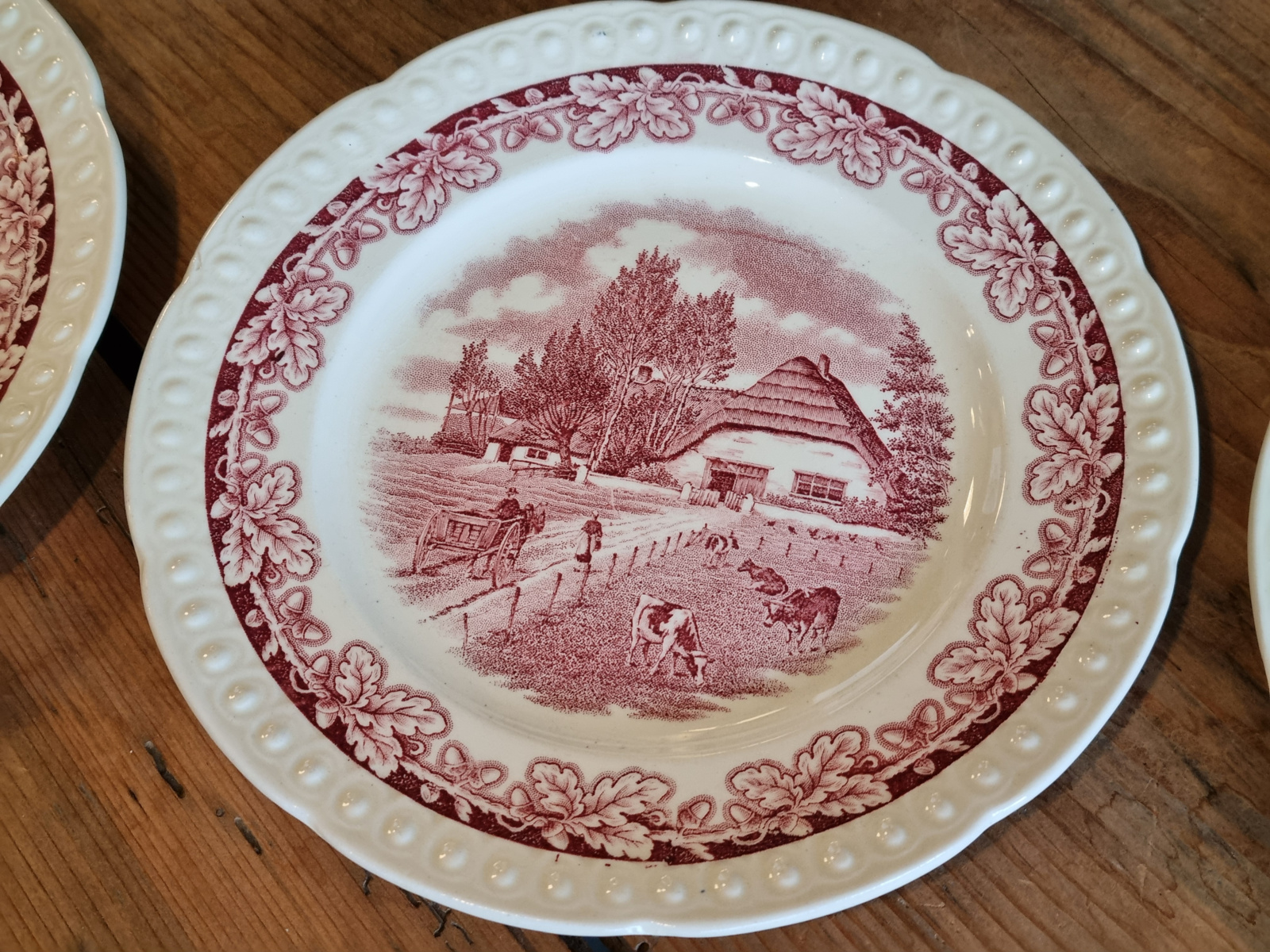 Boerenhoeve Rood Societe Ceramique set 6x ontbijtbordje 20,5 cm