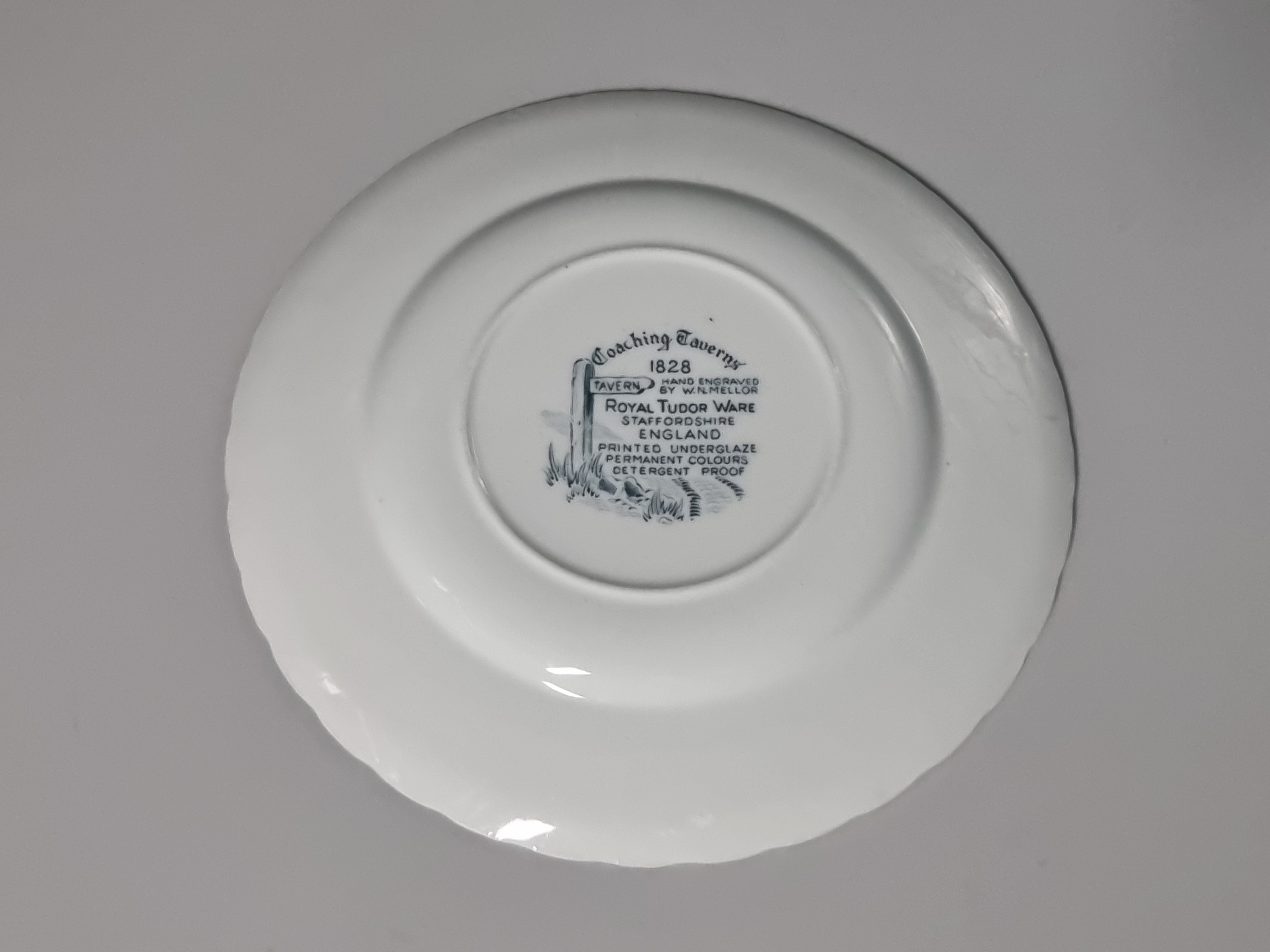 Engels groen/petrol Royal Tudor Ware Coaching Taverns ontbijtbord 20 cm