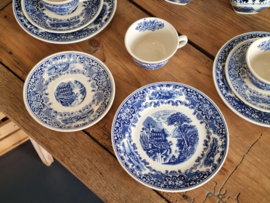 Regout Myott Castillo Old England blauw compleet ontbijtservies 8 personen