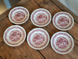 Boerenhoeve Rood Societe Ceramique set 6x ontbijtbordje 20,5 cm