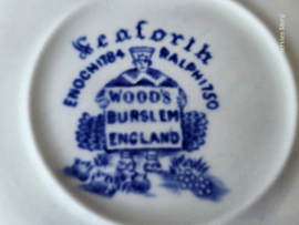 Engels blauw Woods Burslem England Seaforth set 2x Thee kop en schotel