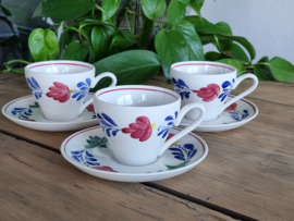 Oud Boerenbont Petrus Regout Koffie Set 3x Kop en schotel Audrey