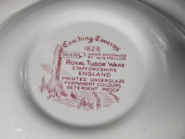 Engels rood Coaching Taverns Royal Tudorware Staffordshire Diep Bord 23 cm