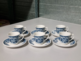 Villeroy en Boch Balmoral blauw set 6x espresso kop en schotel