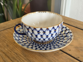 Lomonosov blauw Cobalt Net Theeservies 4-persoons