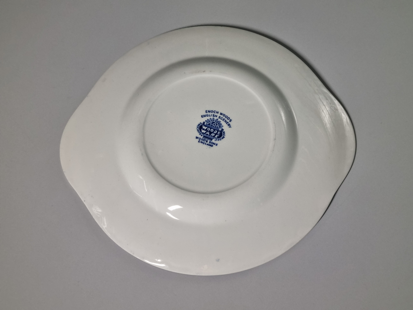 Engels blauw Woods Ware ronde schaal met greepjes 24 cm