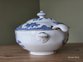 Engels blauw Wedgwood Asiatic Pheasants robuuste terrine met aardewerk lepel