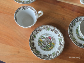 Engels bruin ingekleurd Jachtservies Myott's Country Life Koffieservies theeservies 6 personen