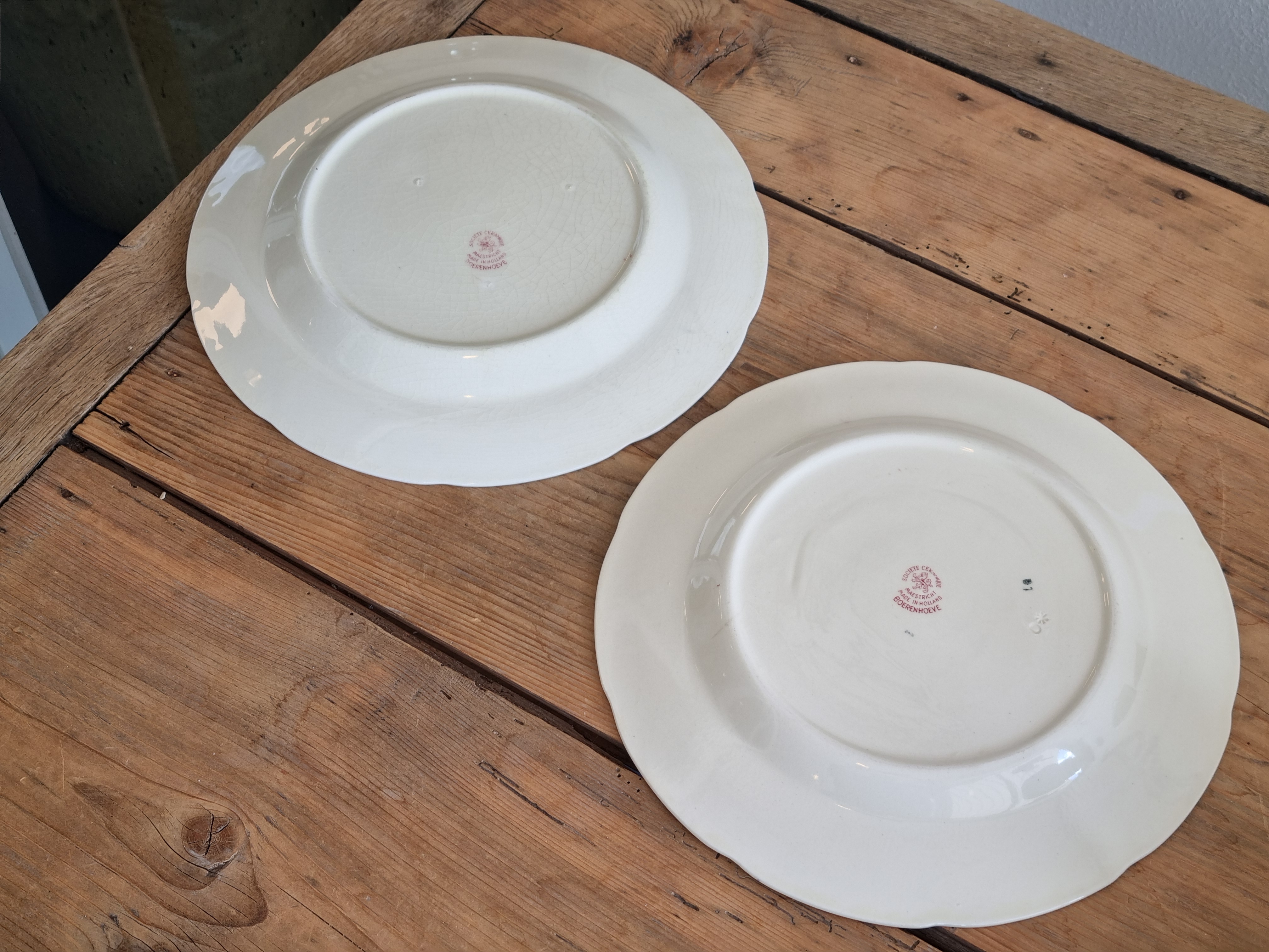 Boerenhoeve Rood Societe Ceramique set 2x pannenkoekenbord 30 cm