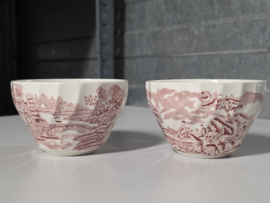 Engels rood set 2x mix & match kommetje 9 cm