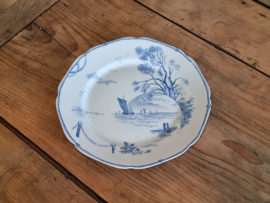Petrus Regout Marines lichtblauw plat dinerbord 23,5 cm (hoekig model, zonsondergang)