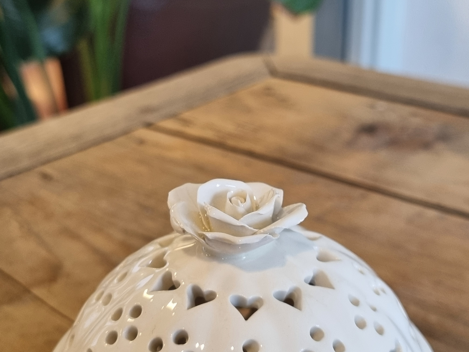 Authentic Leeds Pottery Doosje met roosje deksel (rond) klein