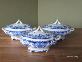 Boch BFK decor Dordrecht blauw set 3x dekschaal terrine (kleinste model)