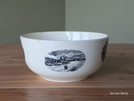 Landschap zwart Societe Ceramique hoge ronde schaal 20 cm (2x chipje bovenrand)