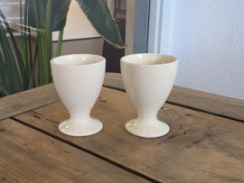 Societe Ceramique set 2x eierdopje hoog model creme