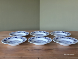 Engels blauw Enoch Wedgwood Blue Onion set 6x diep pasta curry bord 22,5 cm