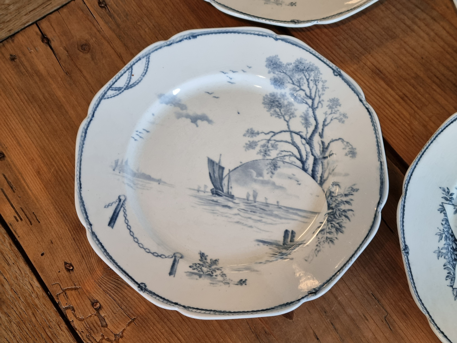 Petrus Regout Marines donkerblauw set 6x plat dinerbord 23,5 cm (hoekig model)