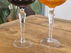 Boheems Kristal Glas set van 2x op hoge voet 19,5 cm kleur Grapes
