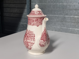 Engels rood Coaching Taverns Royal Tudor Ware Staffordshire Koffie Theepot 19 cm