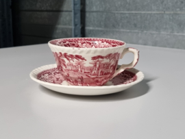 Engels Mason's Vista rood Thee Kop en schotel