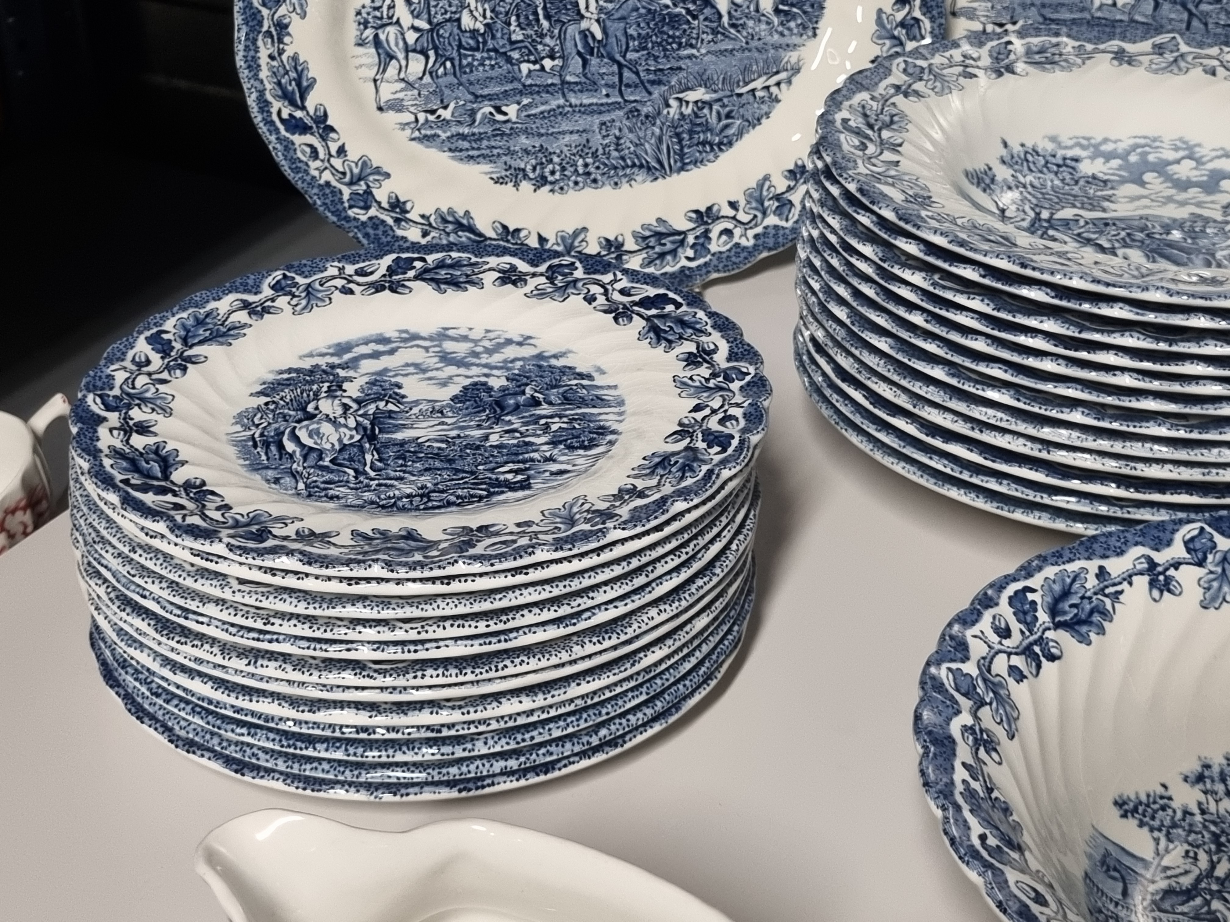 Engels blauw Jachtservies Myott's Country Life Eetservies 24 persoons
