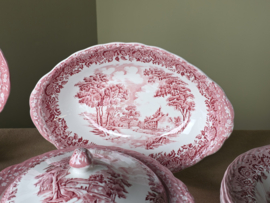 Engels rood Grindley Country Style uitgebreide dinerset 6 personen