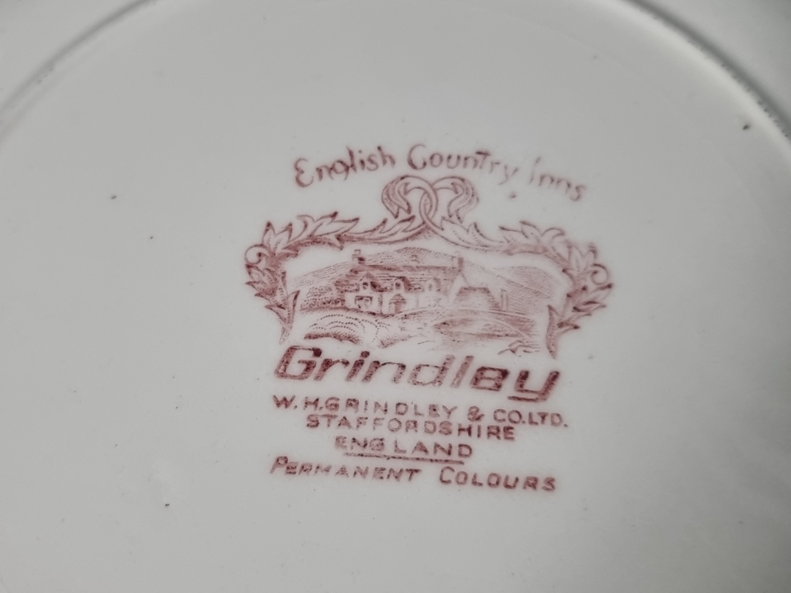 Engels rood Grindley Country Inns plat dinerbord 25 cm