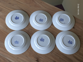 Potiche blauw Petrus Regout set 6x bordje 18,5 cm