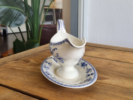 Potiche blauw Petrus Regout Sauskom op vaste onderschotel