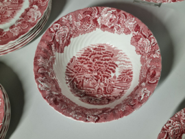 Engels rood Woods Ware compleet eetservies 6 personen 24 delig