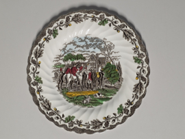 Engels bruin ingekleurd Jachtservies Myott's Country Life set 8x groot dinerbord 27 cm