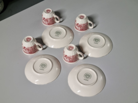 Villeroy en Boch Burgenland rood set 4x Espresso Kop en schotel