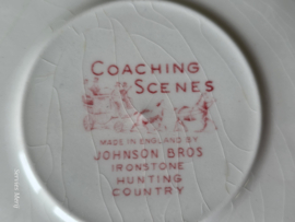 Engels rood Johnson Bros Coaching Scenes soepkom met schotel (witte binnenkant)