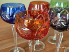 Boheems Kristal Glas set (3) van 6x op hoge voet 18,5 cm alle kleuren