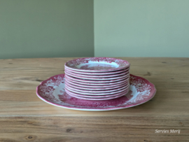 Engels rood Meakin Romantic England Gebakstel 12-persoons