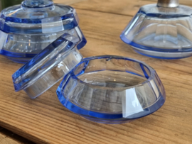 Glas Vintage Kaptafel setje donkerblauw 3 delig