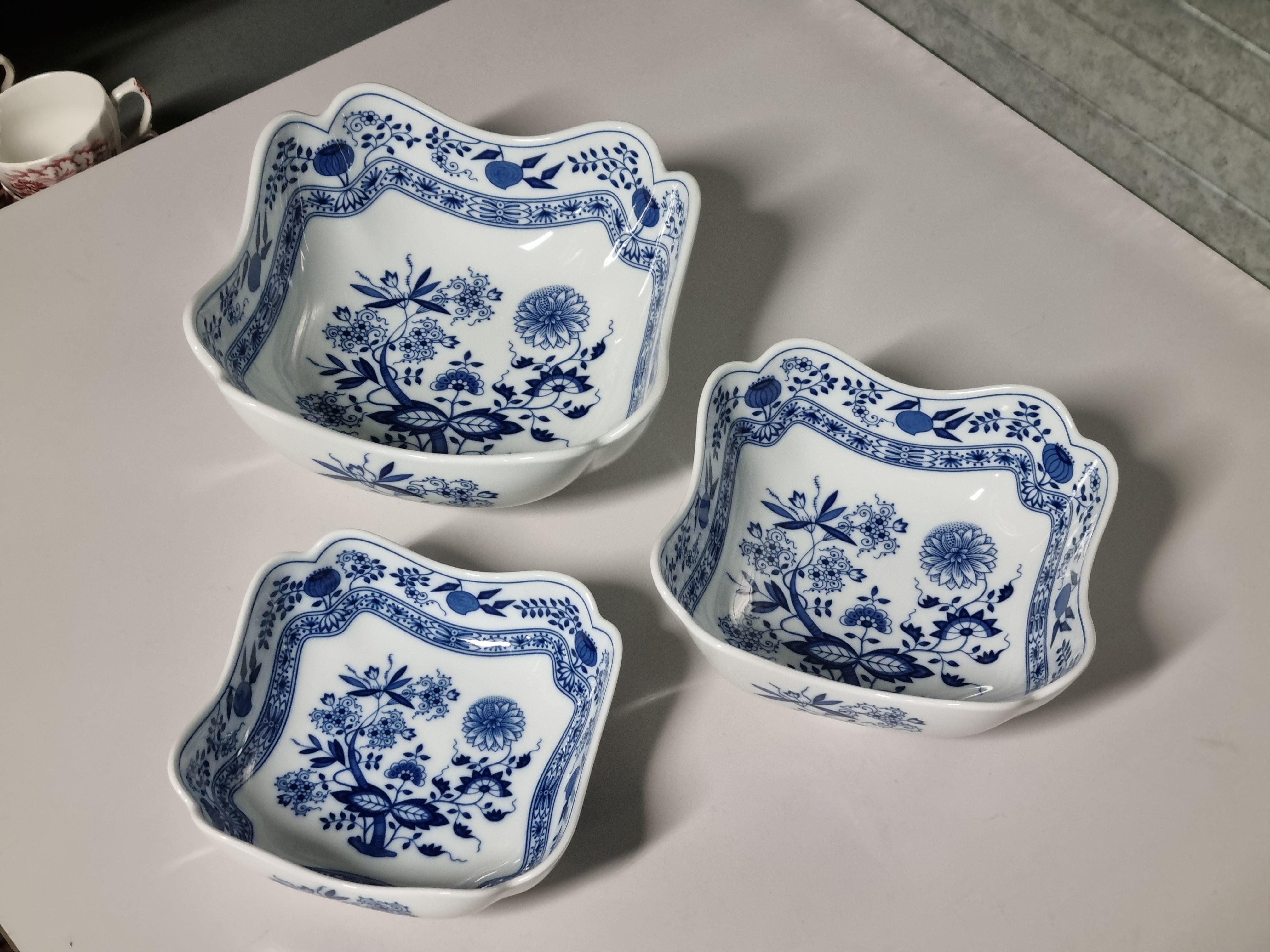 Zwiebelmuster Hutschenreuther set 3x hoge vierkante schaal