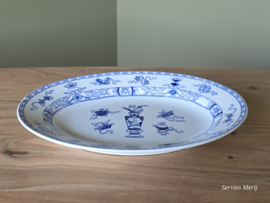 Potiche blauw Petrus Regout ovale schaal 34,5 cm