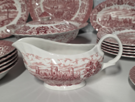 Engels rood British Anchor Olde Country Castles compleet servies 5 personen