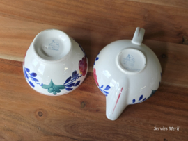 Oud Boerenbont Regout Roomstel (suikerschaaltje met kannetje)
