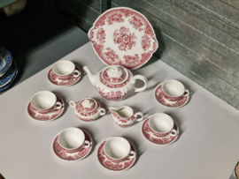 Verkocht = Villeroy en Boch Fasan rood Villeroy en Boch theeservies 6 personen