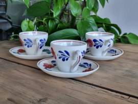 Oud Boerenbont Petrus Regout Koffie Set 3x Kop en schotel Audrey