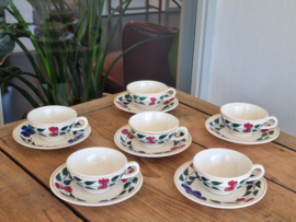 Boerenbont 418 Societe Ceramique set 6x  Kop en Schotel (kleiner model)