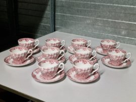 Engels rood Jachtservies Myott's Country Life set 10x Kop en schotel (B-keus!)