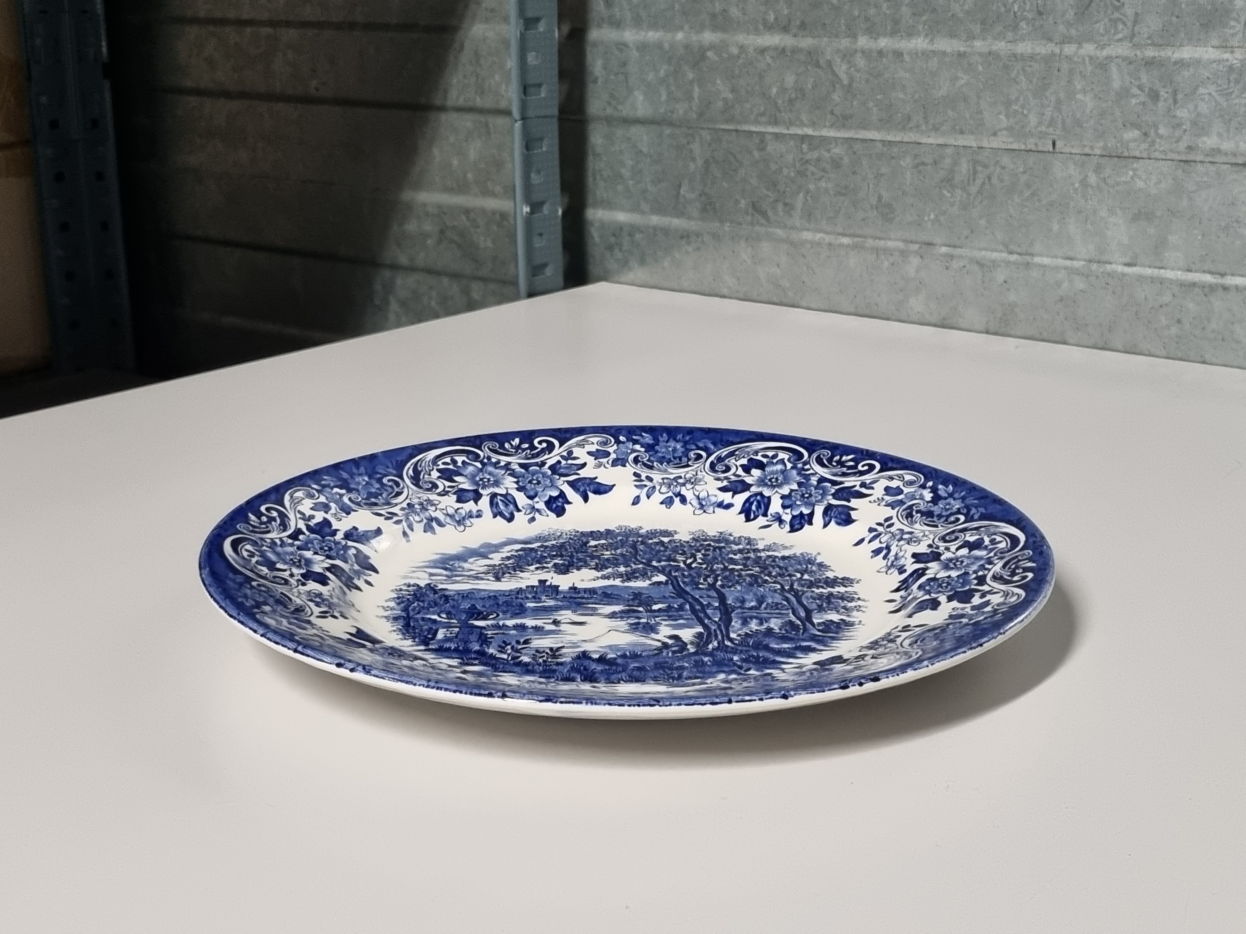 Engels blauw Broadhurst English Scene plat dinderbord 24,5 cm