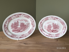 Engels rood Olde England Royal Tudor Ware Set 2x ovale schaal