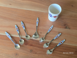 Boerenbont Boch set 6x lepeltje, 1x suikerlepel in lepelvaasje